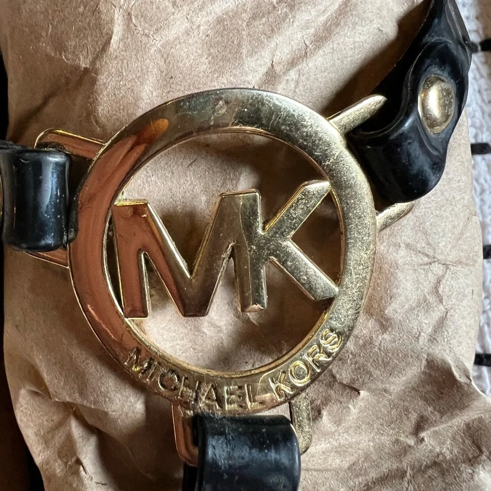 2 Pairs! Michael Kors Cork Footbed Sandals, Logo, black and silver, size 9 - Picture 5 of 13